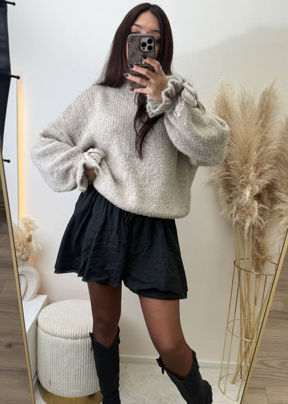 Oversize Pullover mit Schleifenärmeln Taupe