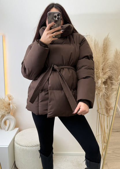 Copperose Winterjacke mit Gürtel Braun