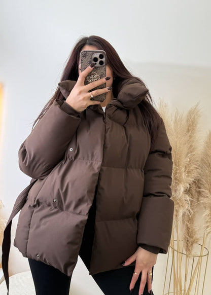 Copperose Winterjacke mit Gürtel Braun