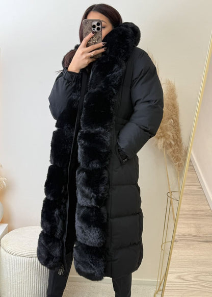 Copperose Parka mit Kunstfell Schwarz