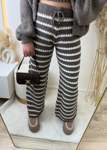 Strickhose Streifen Hellbraun