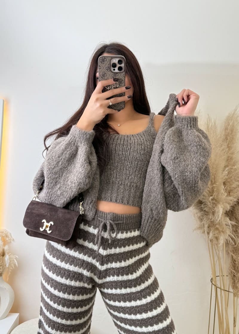 Cardigan Set Hellbraun