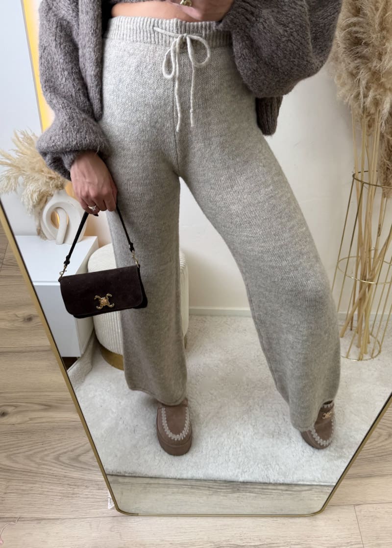Feinstrick Hose Taupe