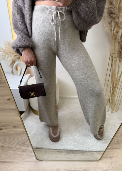 Feinstrick Hose Taupe