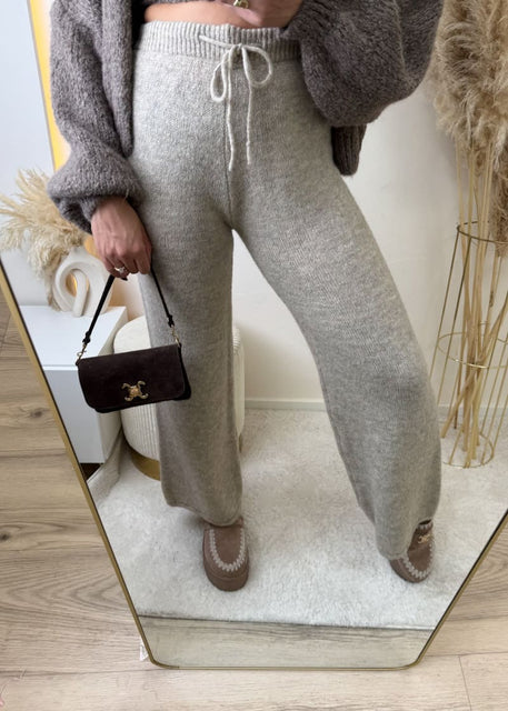 Feinstrick Hose Taupe