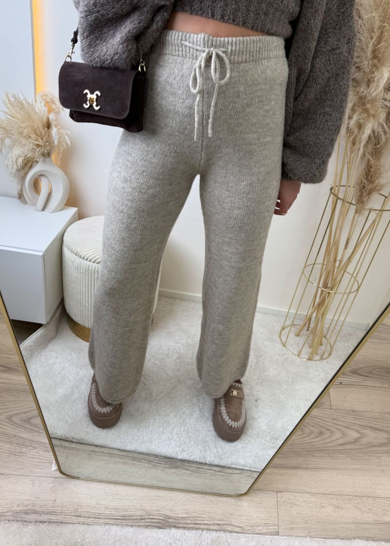 Feinstrick Hose Taupe
