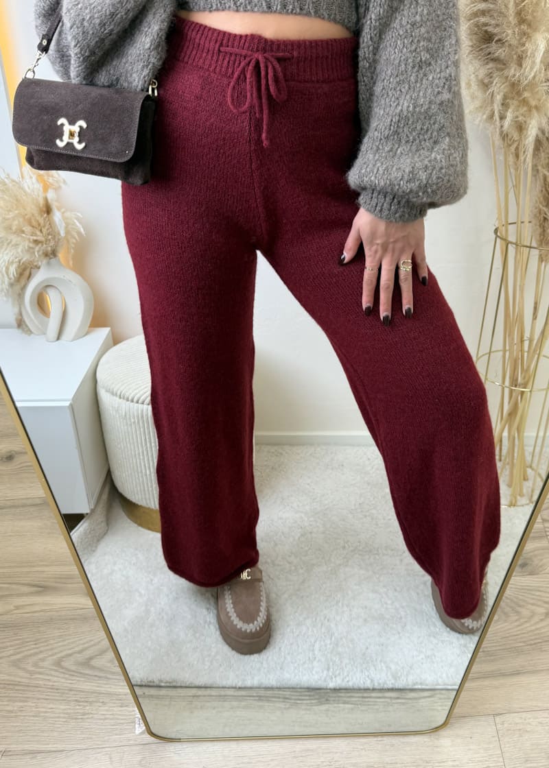 Feinstrick Hose Bordeaux