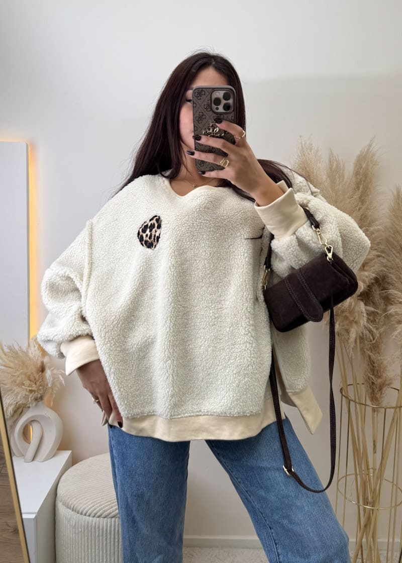 Teddyfell Oversize Sweatshirt Leoherz Beige