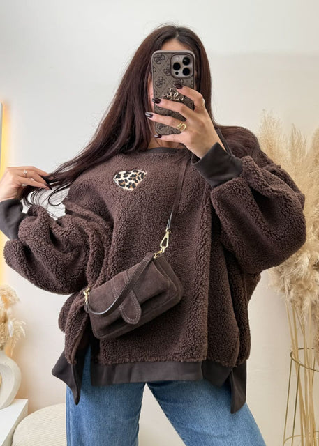 Teddyfell Oversize Sweatshirt Leoherz Braun