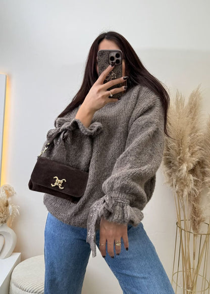 Oversize Pullover mit Schleifenärmeln Hellbraun