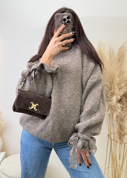 Oversize Pullover mit Schleifenärmeln Hellbraun