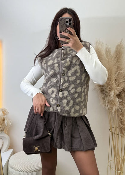 Teddy-Weste Leo Taupe
