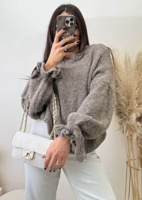 Oversize Pullover mit Schleifenärmeln Hellbraun