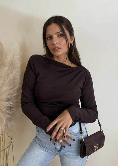 Longsleeve Oberteil Braun