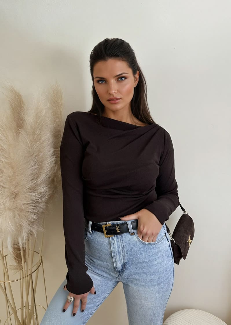 Longsleeve Oberteil Braun