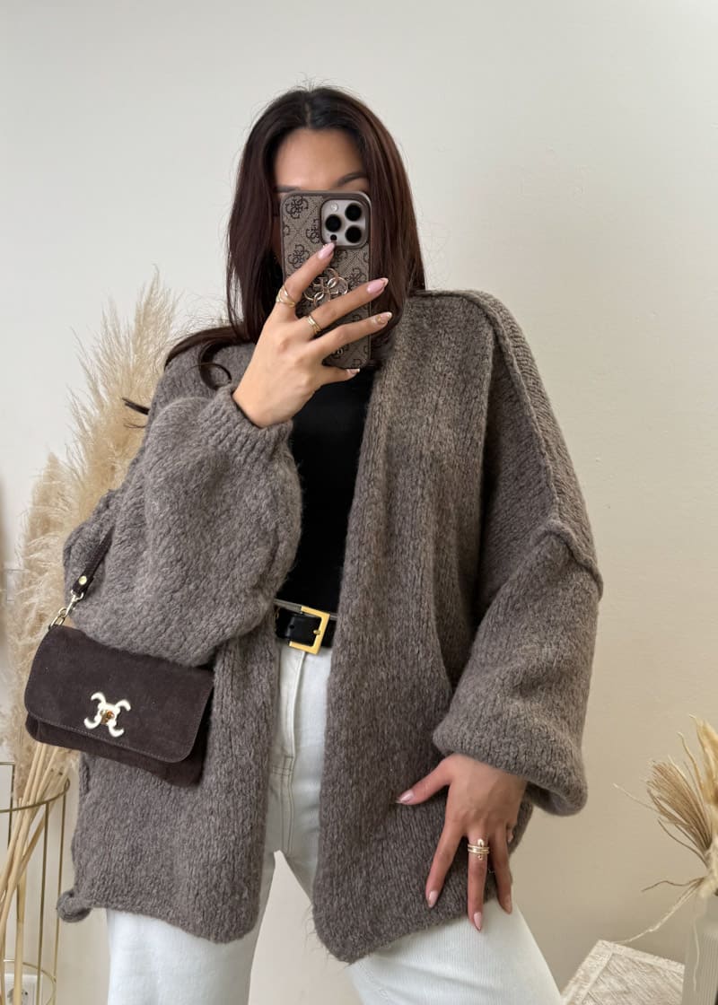 Oversize Cardigan Hellbraun