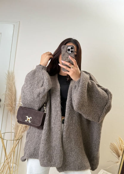 Oversize Cardigan Hellbraun