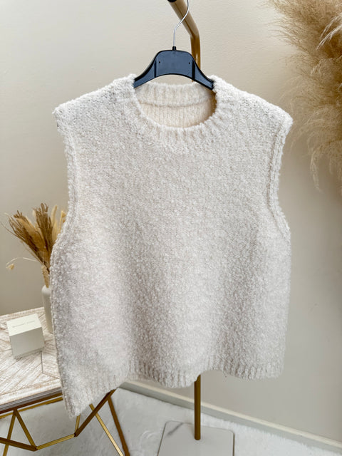 Bouclé-Weste Beige
