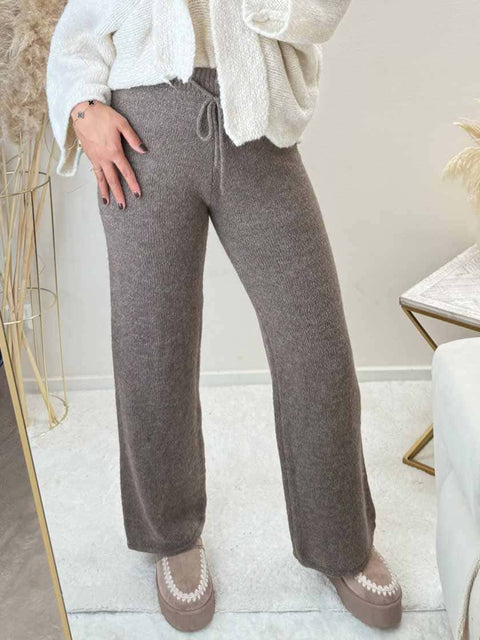 Feinstrick Hose Braun