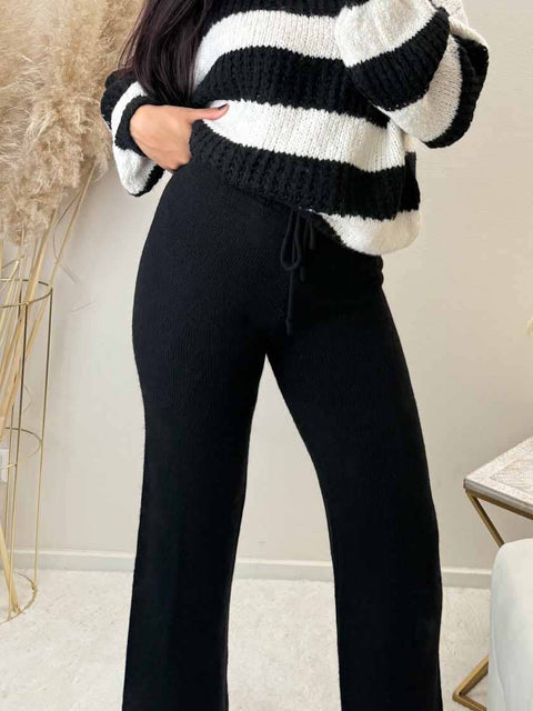 Feinstrick Hose Schwarz