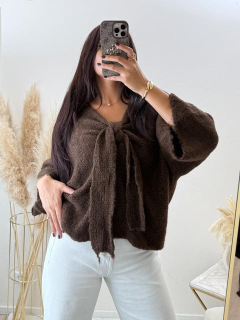 Schleifen Pullover Braun