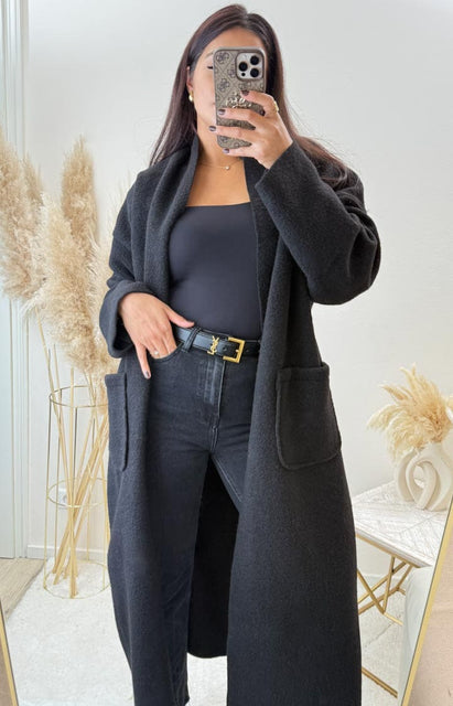 Langer Mantel Schwarz