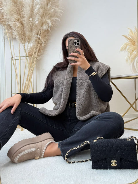 Teddyfell Weste Taupe