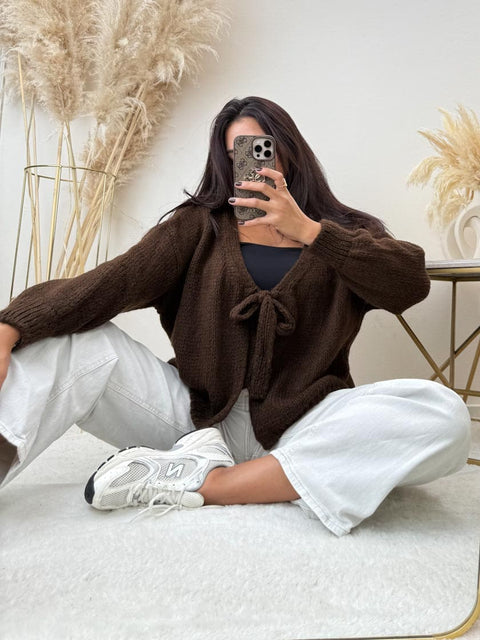 Binde Cardigan Dunkelbraun