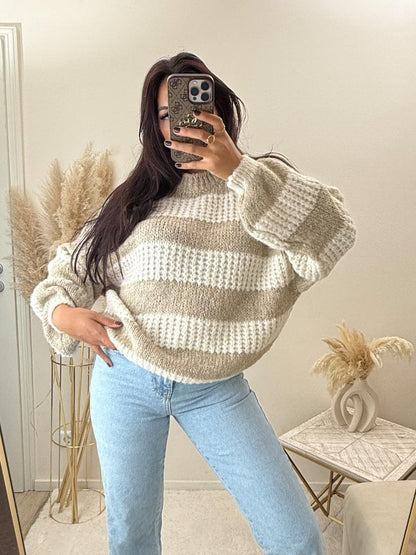 Streifen Pulli Beige
