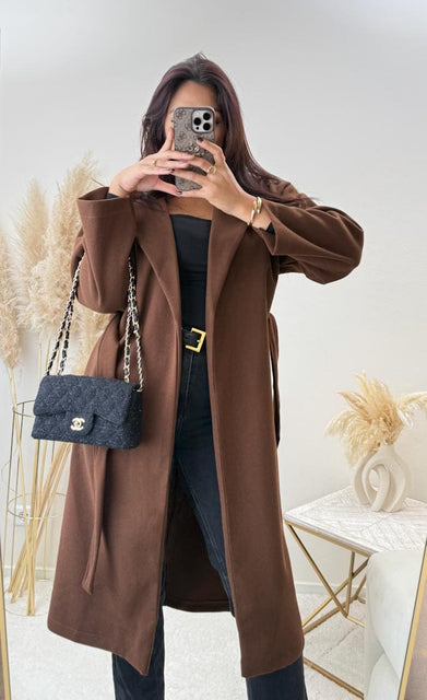 Mittellanger Mantel Dunkelbraun