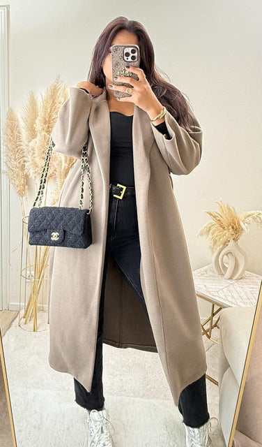 Mittellanger Mantel Taupe