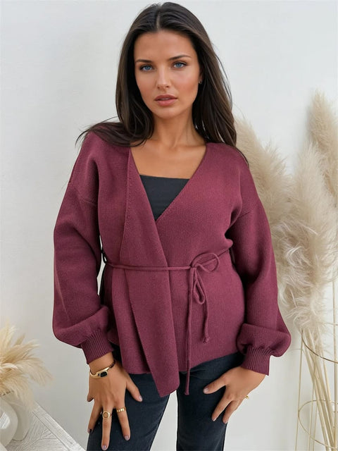 Wickel-Cardigan Kurz Bordeaux