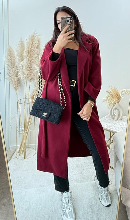 Mittellanger Mantel Bordeaux