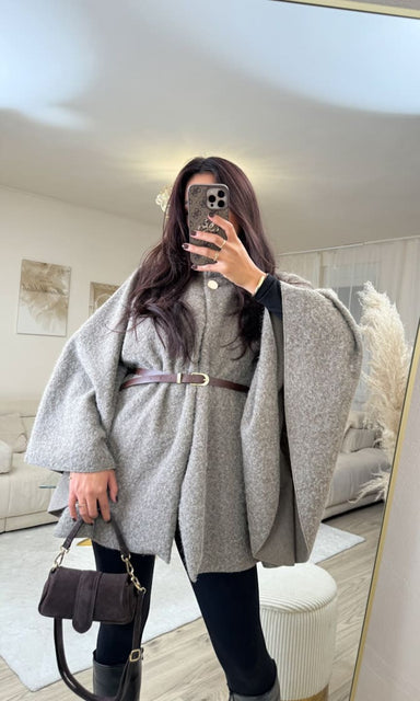 Poncho flauschig Taupe