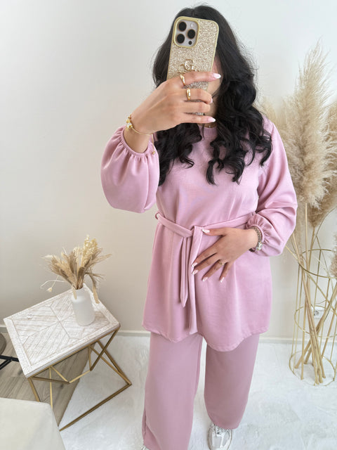 Set mit Stoffgürtel Rosa