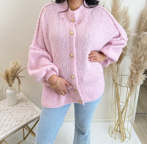 Oversize Strickjacke Lang Hellrosa