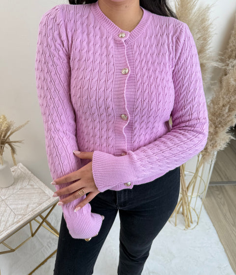 Cardigan mit Goldknöpfen Rosa