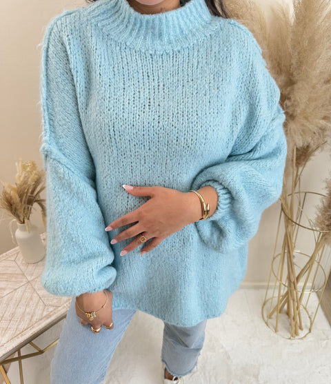 Oversize-Pullover Türkis