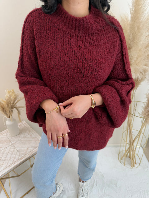 Oversize-Pullover Bordeaux