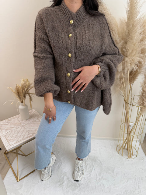 Oversize-Strickjacke Braun