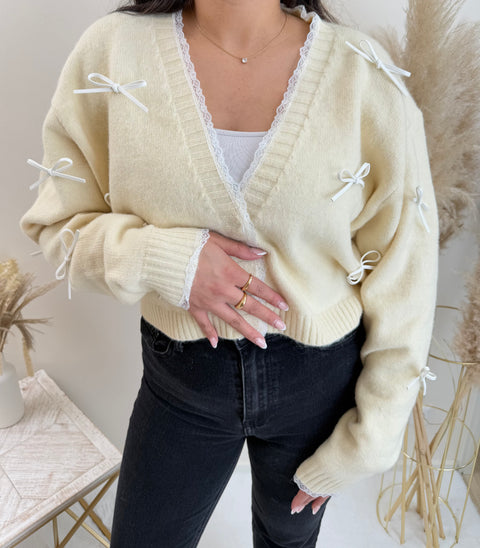 Schleifchen Cardigan Beige