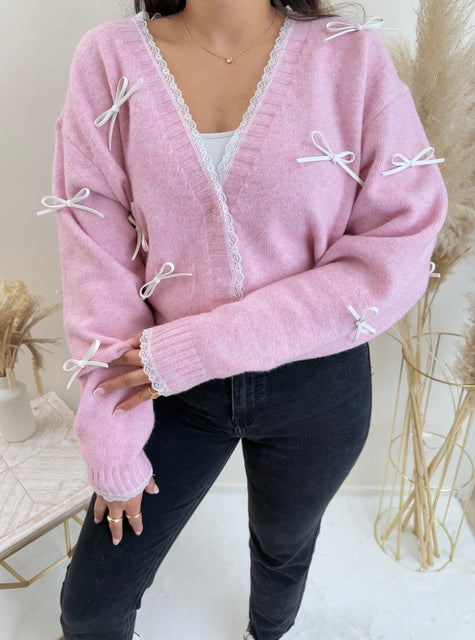 Schleifchen Cardigan Rosa