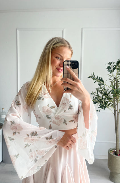 Binde Oberteil Blumen Print Weiß