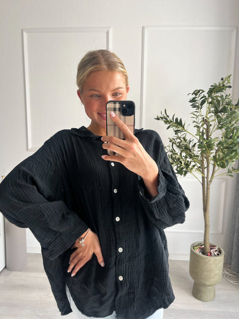 Musselin Bluse Schwarz