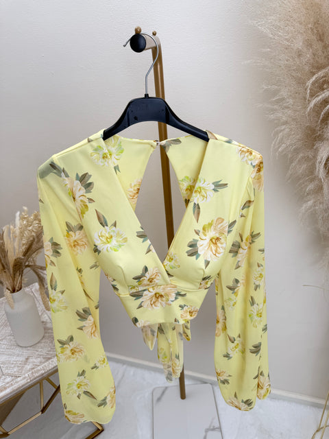 Binde Oberteil Blumen Print Gelb