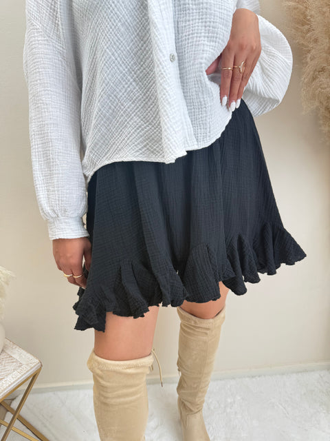 Musselin Rüschenrock Schwarz