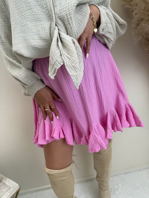 Musselin Rüschenrock Pink