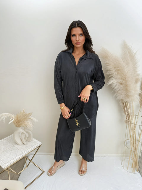 Plissee Zweiteiler Schwarz