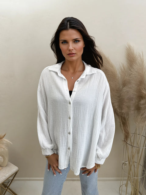 Musselin Bluse Weiß